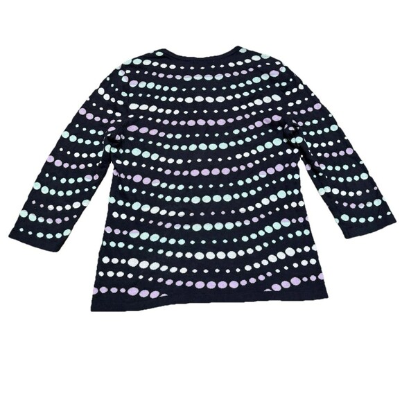 Polka Dot Button-Up Cardigan Sweater Christopher & Banks Pastel Navy Blue Sz M - Picture 8 of 8